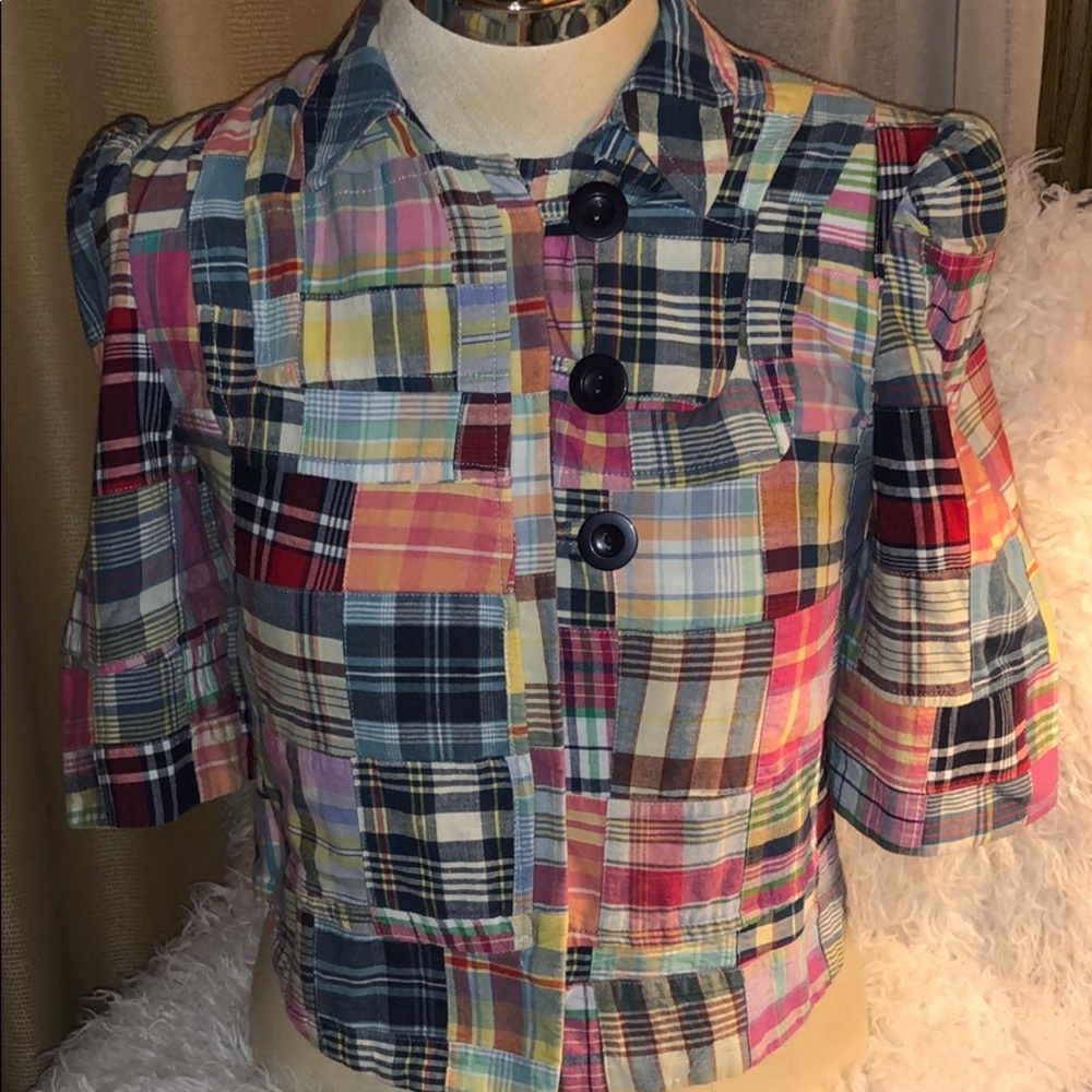 Cambridge Dry Goods Madras Plaid Cropped Jacket